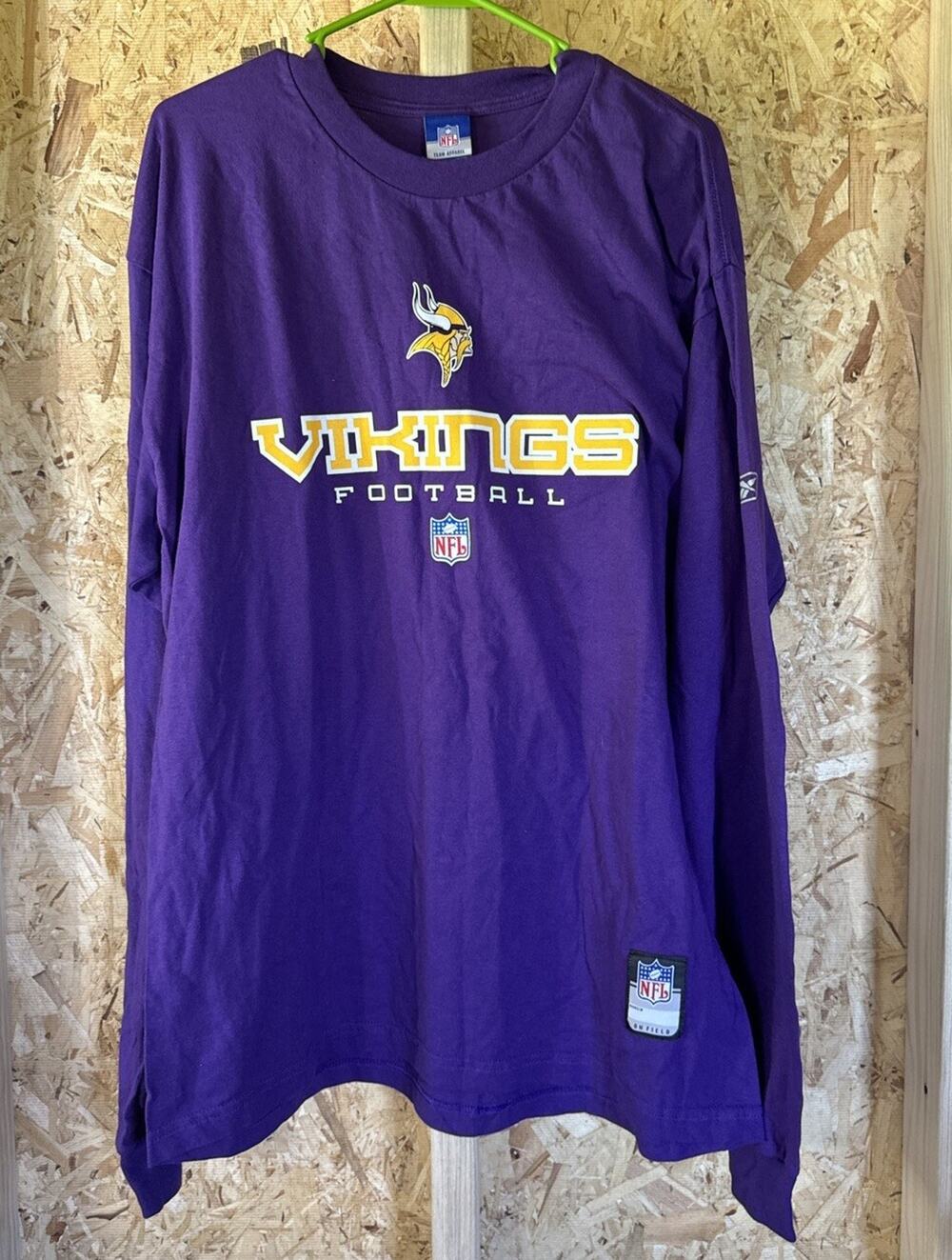 NFL Team Apparel Reebok Vikings Football Long Sleeve Purple Shirt Size L